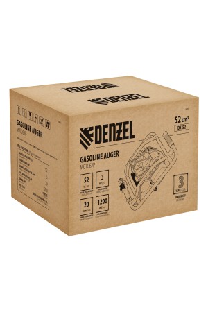 Мотобур DX-52, объём двигателя 52 см3, соединение 20 мм, без шнека Denzel