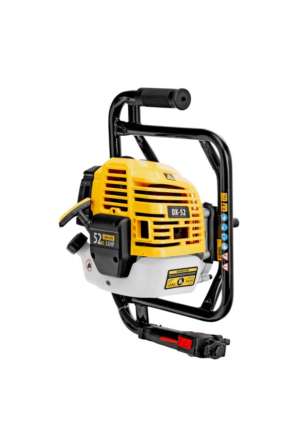 Мотобур DX-52, объём двигателя 52 см3, соединение 20 мм, без шнека Denzel