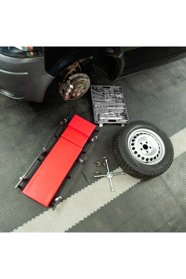 Лежак ремонтный на шести колесах, 1030 х 440 х 120 мм, поднимающийся подголовник Matrix