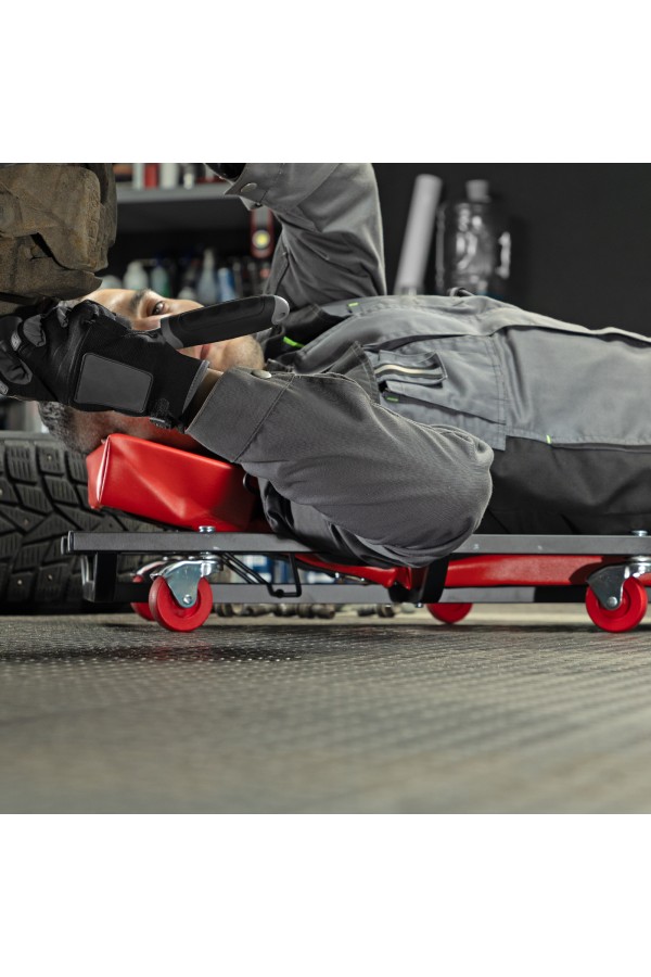 Лежак ремонтный на шести колесах, 1030 х 440 х 120 мм, поднимающийся подголовник Matrix