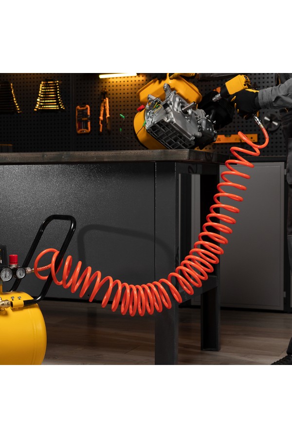 Шланг спиральный воздушный 8 х 12 мм, 18 бар, с быстросъемными соединениями, 10м Stels