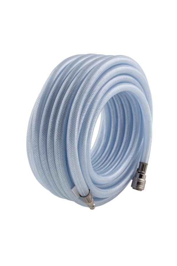 Шланг пневматический ПВХ, 10 x 16 мм, 18 бар, армированный, прозрачный, быстросъемное соединение, 15 м Stels