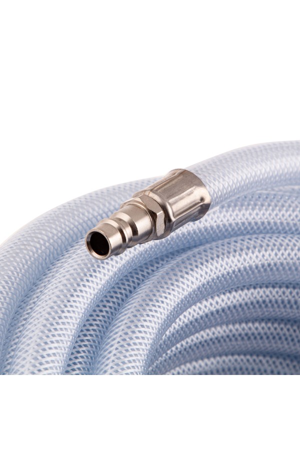 Шланг пневматический ПВХ, 10 x 16 мм, 18 бар, армированный, прозрачный, быстросъемное соединение, 30 м Stels