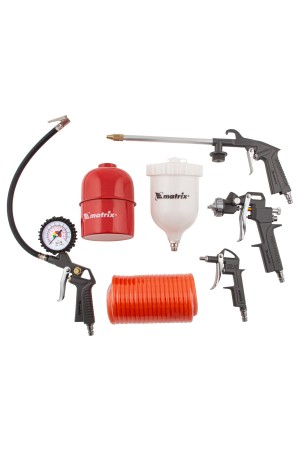 Набор пневмоинструмента, 5 предметов, быстросъемное соединение, краскораспылитель с верхним бачком Matrix