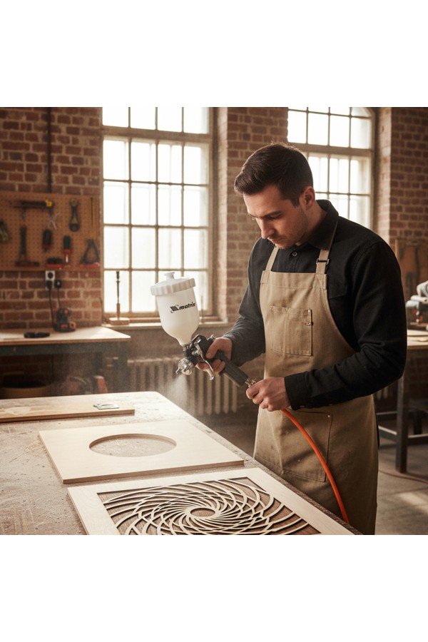 Набор пневмоинструмента, 5 предметов, быстросъемное соединение, краскораспылитель с верхним бачком Matrix