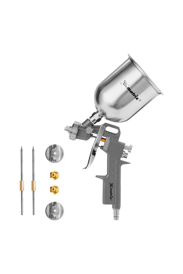 Краскораспылитель пневматический с верхним бачком V 0.6 л, сопло D 1.2, 1.5 и 1.8 мм Matrix