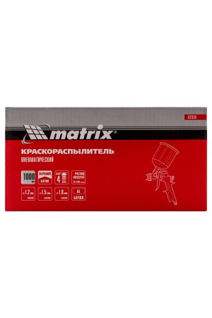 Краскораспылитель пневматический с верхним бачком V 1, 0 л, сопло D 1.2, 1.5 и 1.8 мм Matrix