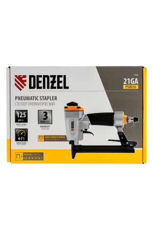 Степлер пневматический PS8016 для прямоугольных скоб 21GA от 6 до 16 мм Denzel