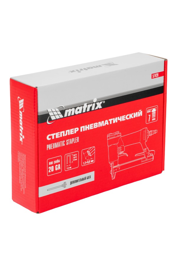 Степлер пневматический для прямоугольных скоб от 10 до 22 мм Matrix