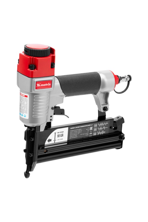 Нейлер-степлер пневматический 3 в 1, с регулировкой глубины забивания, гвозди 18GA, гвозди 16GA, скобы 18 GA Matrix