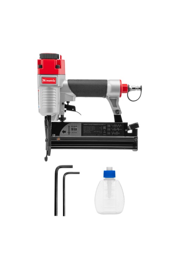 Нейлер-степлер пневматический 3 в 1, с регулировкой глубины забивания, гвозди 18GA, гвозди 16GA, скобы 18 GA Matrix