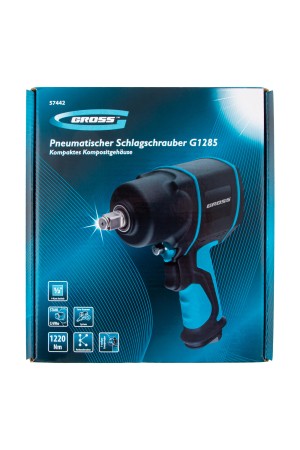 Гайковерт пневматический ударный G1285, 1/2, Twin Hammer, 1220Нм, 6500 об/мин, композитный Gross