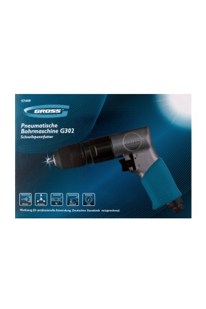 Дрель пневматическая G302, 3/8, 1800 об/мин, патрон 10 мм Gross