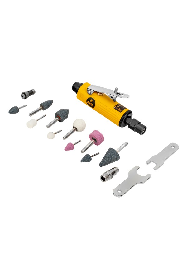 Пневмошлифмашина прямая PGS25000, 25000 об/мин, 10 шлиф. камней, цанга - 3, 6 мм, 113 л/мин Denzel