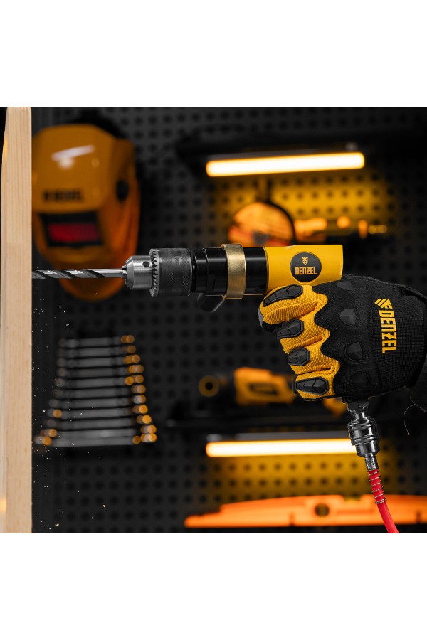 Пневматическая дрель PD500, 500 об/мин, 114 л/мин, 13 мм Denzel