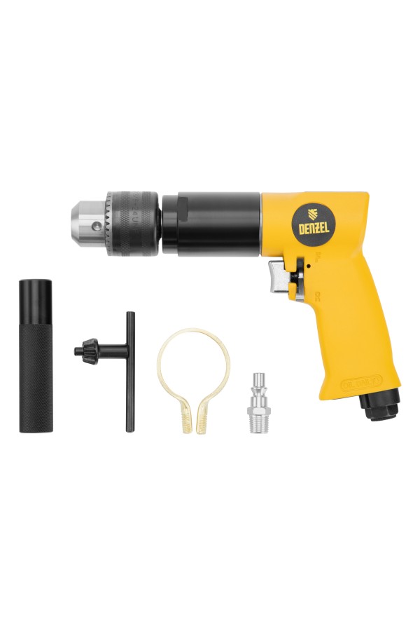 Пневматическая дрель PD500, 500 об/мин, 114 л/мин, 13 мм Denzel