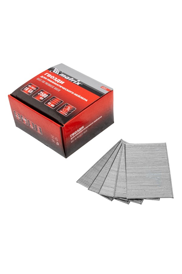 Гвозди для пневматического нейлера 16GA, сечение 1.6 х 1.4, длина 45 мм, 2500 шт Matrix