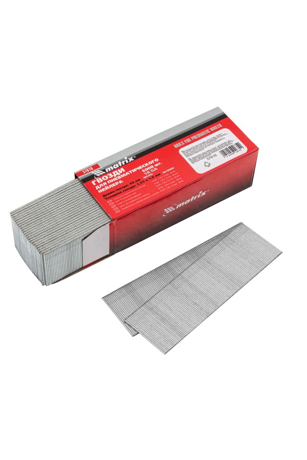 Гвозди для пневматического нейлера, длина 40 мм, ширина 1.25 мм, толщина 1 мм, 5000 шт Matrix