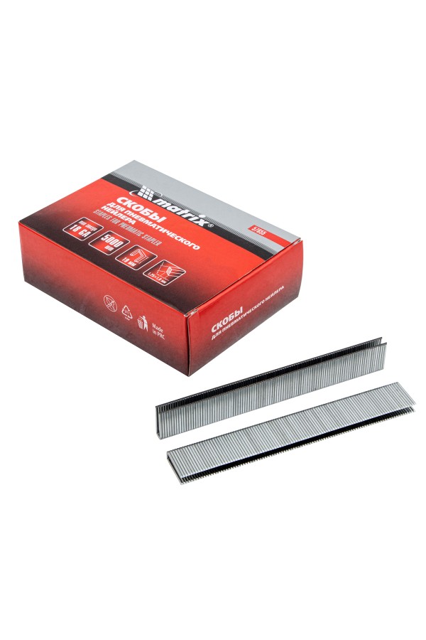 Скобы для пневматического степлера 18GA, 1.25 х 1 мм длина 19 мм, ширина 5,7 мм, 5000 шт Matrix