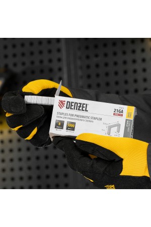 Скобы 21GA для пнев. степл., 8мм, шир. - 0,95мм, тол. - 0,6мм, шир. скобы - 12,8мм, 5000шт Denzel