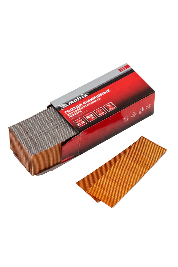 Гвозди финишные, (шпильки) 23GA для пневматического нейлера финишного D 0.64 мм, длина 22 мм, 5000 шт Matrix