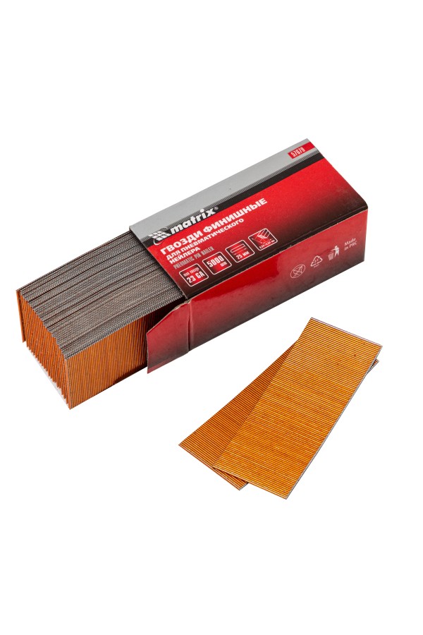 Гвозди финишные, (шпильки) 23GA для пневматического нейлера финишного D 0.64 мм, длина 25 мм, 5000 шт Matrix