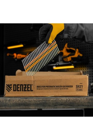 Гвозди для пнев. нейлера (оцинк.), длина - 75 мм, диам. - 3,05 мм, 2000 шт. Denzel