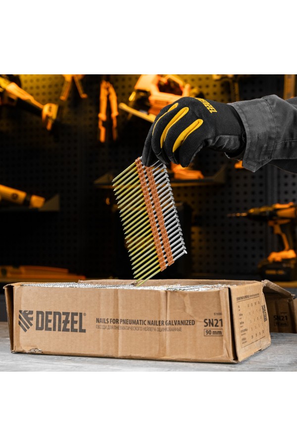 Гвозди для пнев. нейлера (оцинк.) длина - 90 мм, диам. - 3,05 мм, 2000 шт. Denzel