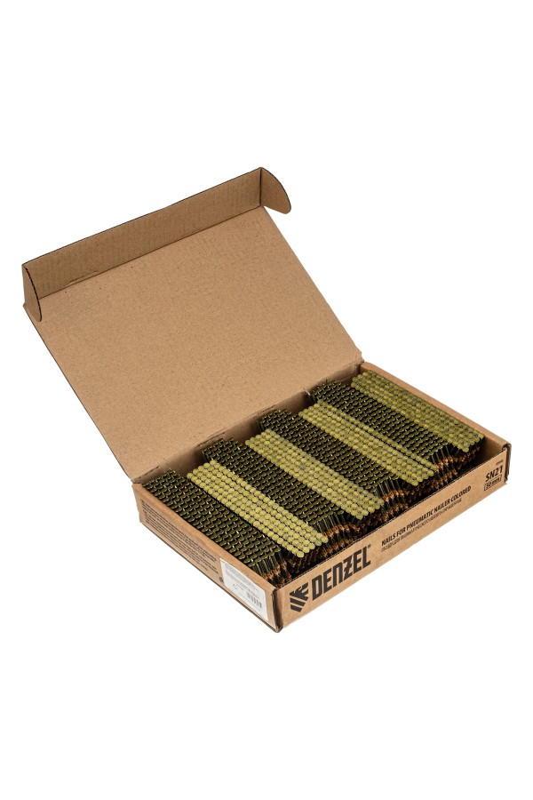 Гвозди для пнев. нейлера (крашен.) длина - 50 мм, диам. - 2,9 мм, 2000 шт. Denzel