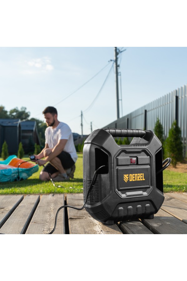 Компрессор воздушный DL1100 1.1 кВт, 180 л/мин, с набором аксессуаров Denzel