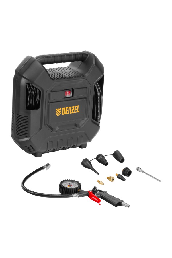 Компрессор воздушный DL1100 1.1 кВт, 180 л/мин, с набором аксессуаров Denzel