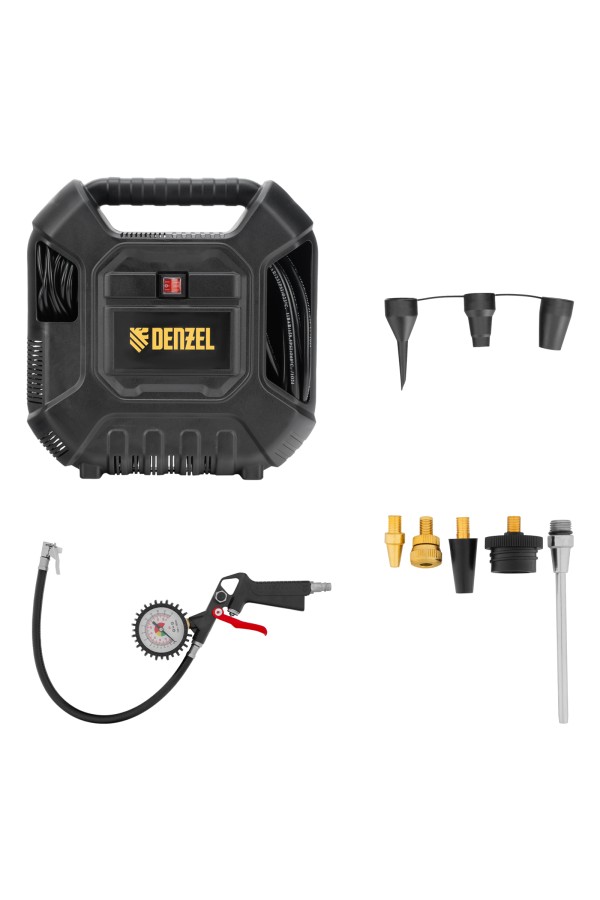 Компрессор воздушный DL1100 1.1 кВт, 180 л/мин, с набором аксессуаров Denzel