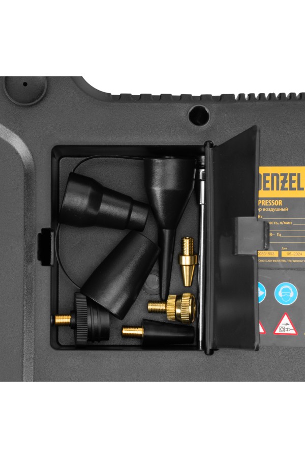 Компрессор воздушный DL1100 1.1 кВт, 180 л/мин, с набором аксессуаров Denzel