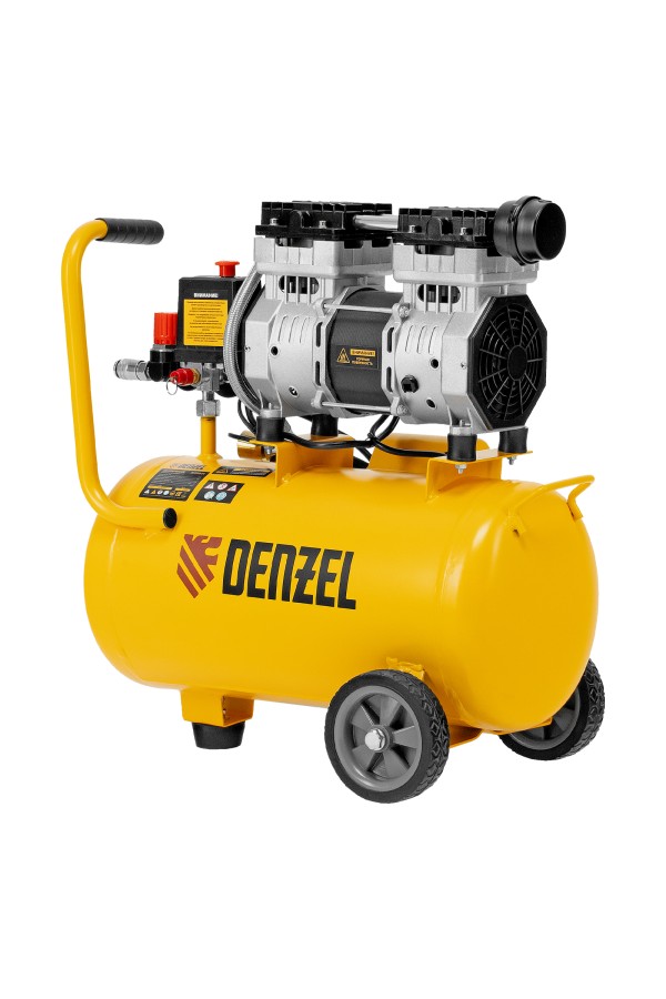 Компрессор DLS950/24 безмаслянный малошумный 950 Вт, 165 л/мин, ресивер 24 л Denzel