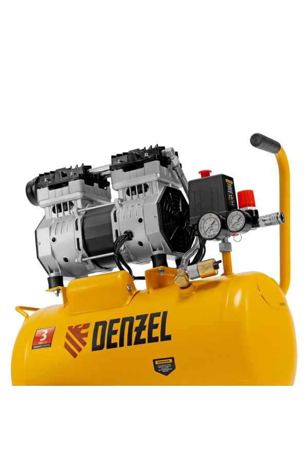 Компрессор DLS950/24 безмаслянный малошумный 950 Вт, 165 л/мин, ресивер 24 л Denzel