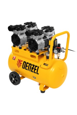 Компрессор безмасляный, малошумный DLS 1500/50, 1500 ВТ, 2x750, 50 л, 260 л/мин// Denzel