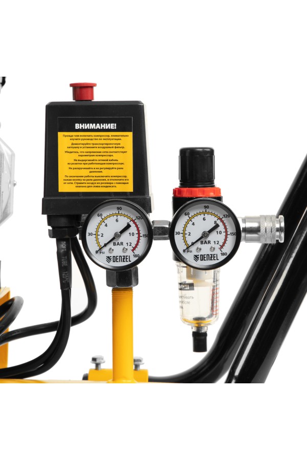 Компрессор безмасляный, малошумный DLS 1800/100,1800 Вт, 3x600, 100 л, 345 л/мин Denzel