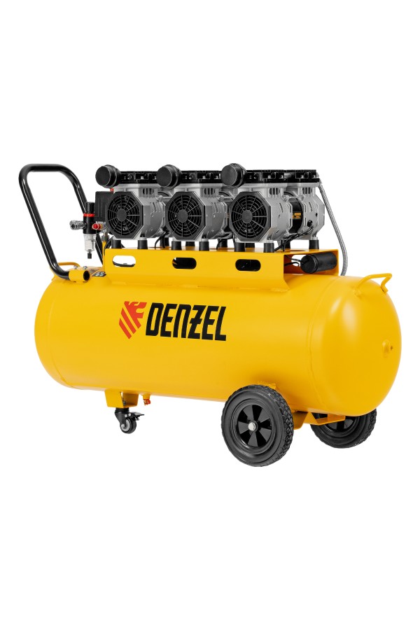 Компрессор безмасляный, малошумный DLS 1800/100,1800 Вт, 3x600, 100 л, 345 л/мин Denzel