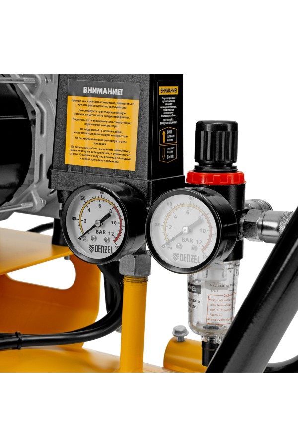 Компрессор безмасляный, малошумный DLS 1800/100,1800 Вт, 3x600, 100 л, 345 л/мин Denzel
