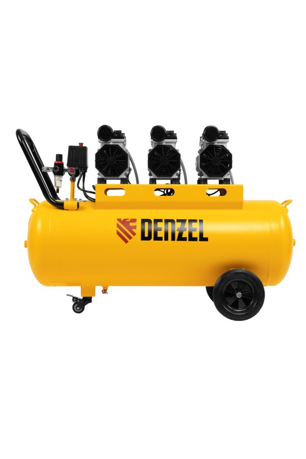 Компрессор безмасляный, малошумный DLS 1800/100,1800 Вт, 3x600, 100 л, 345 л/мин Denzel