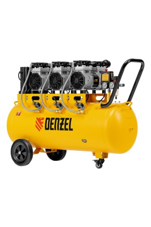 Компрессор безмасляный, малошумный  DLS 2250/100, 2250 Вт, 3x750, 100 л, 410 л/мин блок управления/ Denzel
