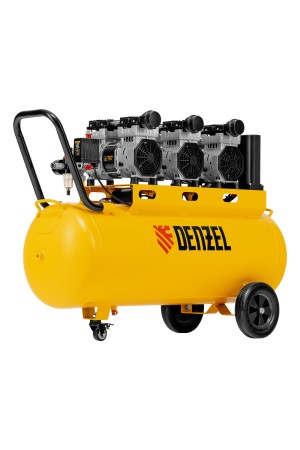 Компрессор безмасляный, малошумный  DLS 2250/100, 2250 Вт, 3x750, 100 л, 410 л/мин блок управления/ Denzel