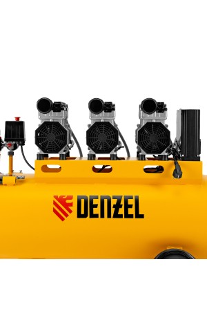 Компрессор безмасляный, малошумный  DLS 2250/100, 2250 Вт, 3x750, 100 л, 410 л/мин блок управления/ Denzel
