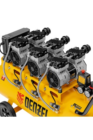 Компрессор безмасляный, малошумный  DLS 2250/100, 2250 Вт, 3x750, 100 л, 410 л/мин блок управления/ Denzel