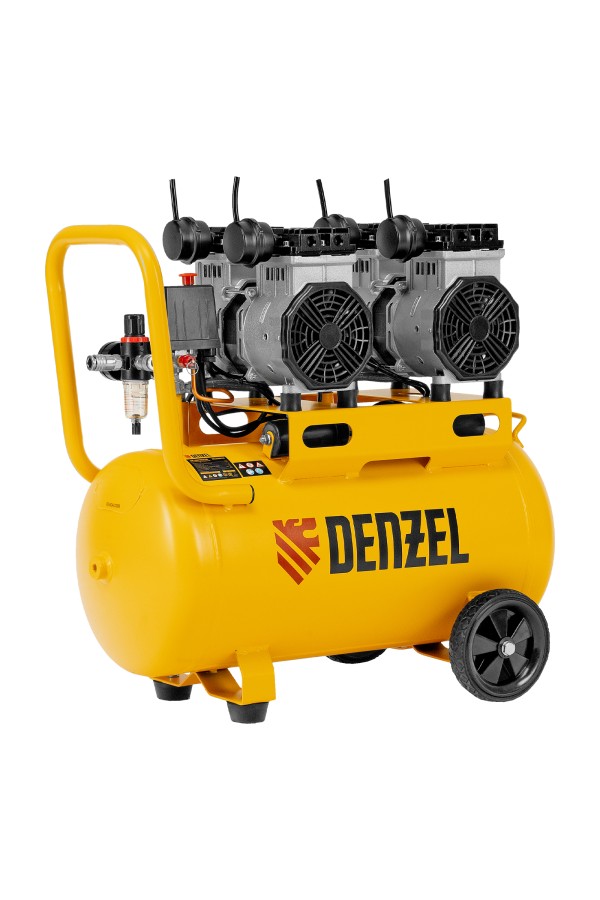 Компрессор безмасляный, малошумный DLS 2200/50, 2200 Вт, 2x1100, 50 л, 380 л/мин Denzel