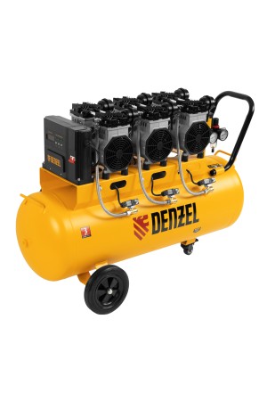 Компрессор безмасляный, малошумный DLS 3300/100, 3300 Вт,3x1100, 100 л, 570 л/мин ,блок управления// Denzel