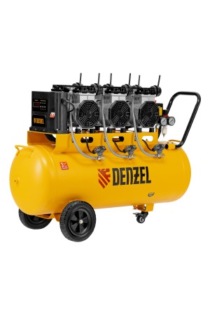 Компрессор безмасляный, малошумный DLS 3300/100, 3300 Вт,3x1100, 100 л, 570 л/мин ,блок управления// Denzel