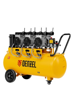 Компрессор безмасляный, малошумный DLS 3300/100, 3300 Вт,3x1100, 100 л, 570 л/мин ,блок управления// Denzel
