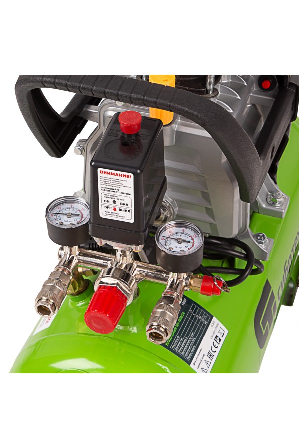 Компрессор воздушный КК-1500/24, 1.5 кВт, 198 л/мин, 24 л, прямой привод, масляный Сибртех