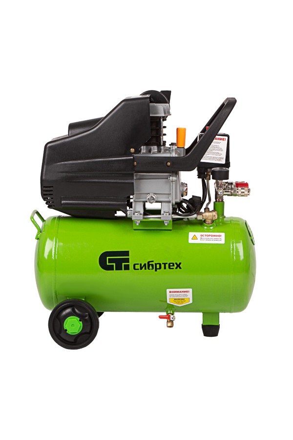 Компрессор воздушный КК-1500/24, 1.5 кВт, 198 л/мин, 24 л, прямой привод, масляный Сибртех